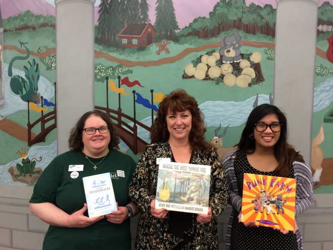 Misti Tidman, Babette Wofter & Sofialyn Durasan with their favorites children's books.